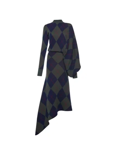 Rochie A.w.a.k.e. Mode tricotate cu model argyle asimetrică albastru