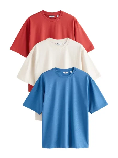 Next Tricou ecru / albastru / orange roșu