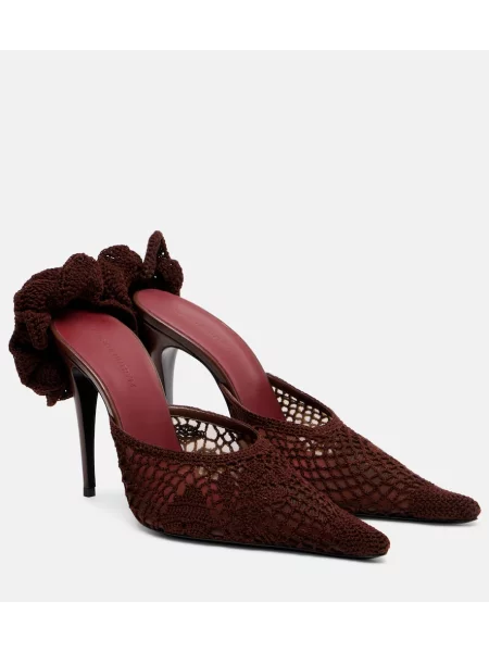 Papuci tip mules Magda Butrym cu model floral maro