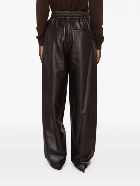 Pantaloni Joseph din piele cu cordon maro