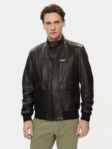 Usnjena jakna Aeronautica Militare črna