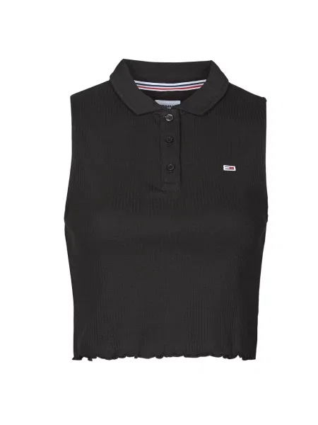 Polo majica Tommy Jeans bez rukava crna