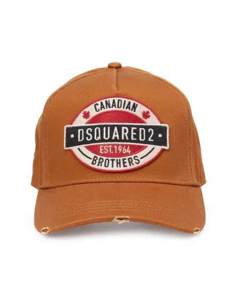 Czapka z daszkiem Dsquared2 z logo pomarańczowa