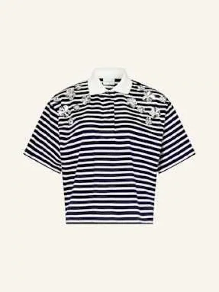 Koszulka Polo Z Dżerseju Titan Z Ozdobnymi Perełkami blau białe