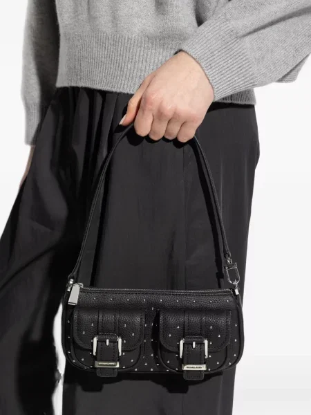 Portofel Michael Michael Kors tricotate cu cataramă cu tepi negru