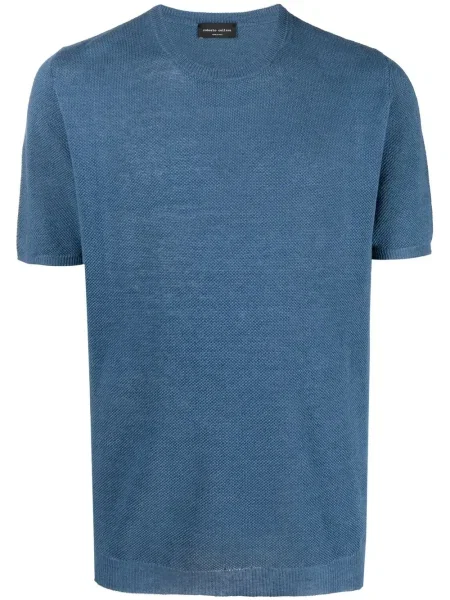 Tricou Roberto Collina cu decolteu rotund albastru
