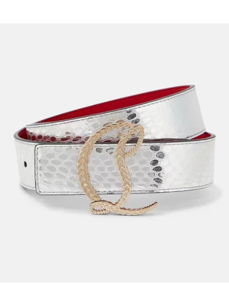 Curea Christian Louboutin din piele argintiu