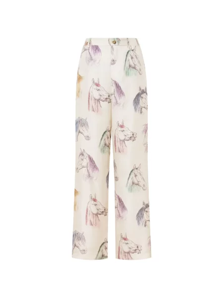 Pantaloni Moschino de mătase cu imagine