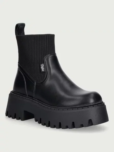 Buffalo kotníkové boty na platformě Aspen Chelsea Knit černé