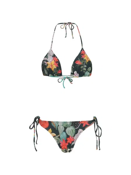 Bikini Amir Slama cu model floral cu imagine cu legături verde