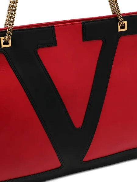 Кожена кожена чанта Valentino Garavani червено