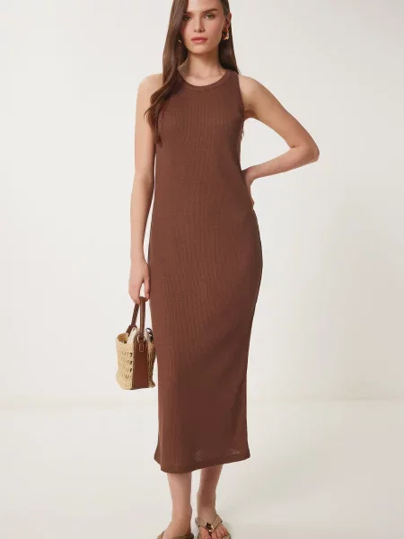 Happiness İstanbul Rochie tricotat ciocolatiu