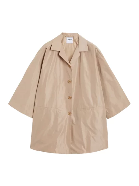 Lniany płaszcz Aspesi beżowy