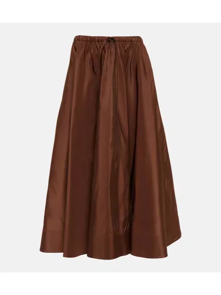 Fusta plisata Valentino de mătase plisată până la genunchi bej