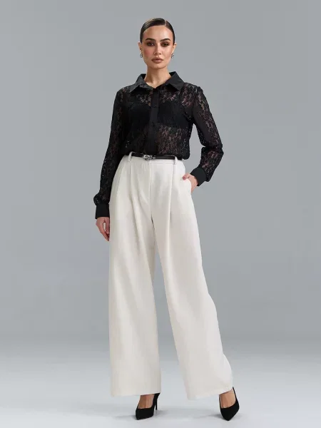 Сорочка повсякденна ISSA Plus комбінований верх чорний