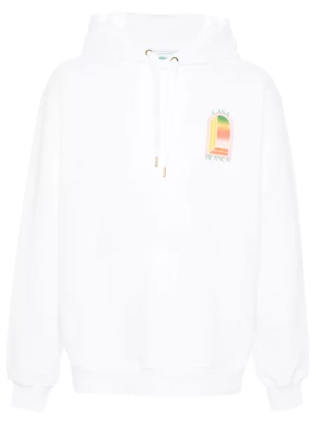 Суичър с качулка Casablanca с градиентным принтом бяло