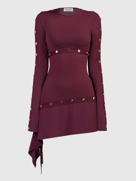 Асиметрична сукня міні The Attico бордова