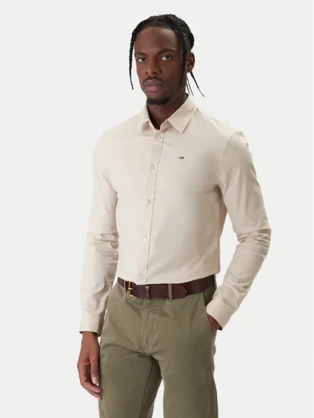 Tommy Jeans Cămașă ecru bej