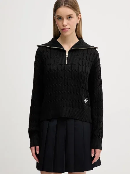Tommy Hilfiger sweter z golfem czarny