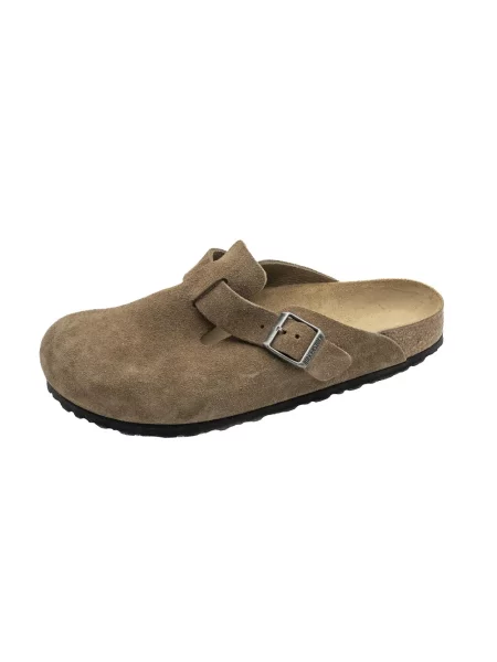 Klapki Birkenstock zamszowe plecione brązowe