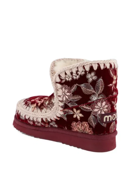 Botine Mou de catifea roșu