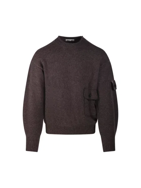 Krótki sweter Coor wełniany brązowy