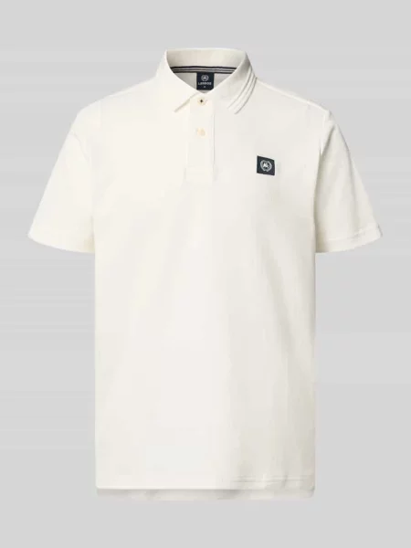 Koszulka polo o kroju regular fit z detalem z logo i listwą guzikową Lerros biała