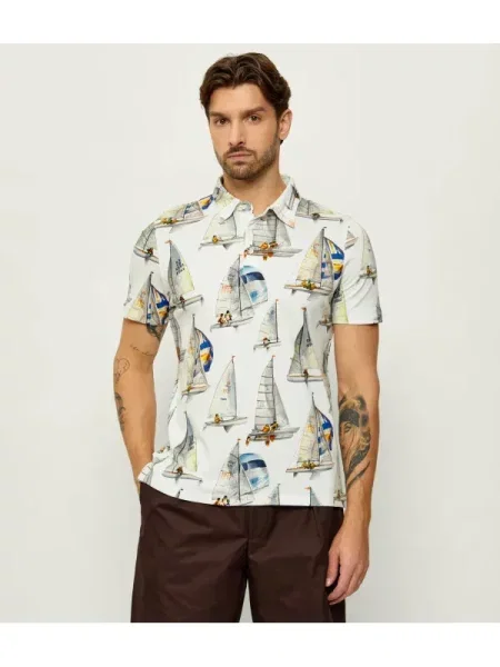 Tricou polo Stenströms stretch alb