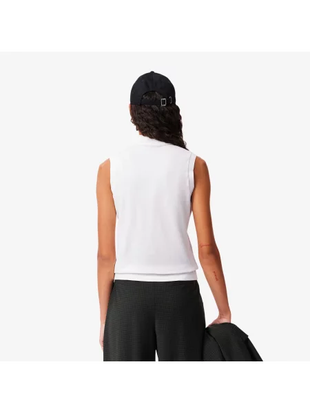 Lacoste Koszulka Polo Bez Rękawów Ze Stretchem Slim Fit biała