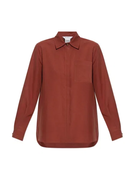 Lniana koszula Max Mara czerwona