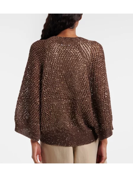 Cardigan Brunello Cucinelli tricotate maro