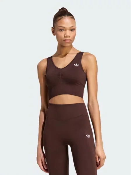 Adidas Спортен сутиен Essentials Seamless Bralette кафяв