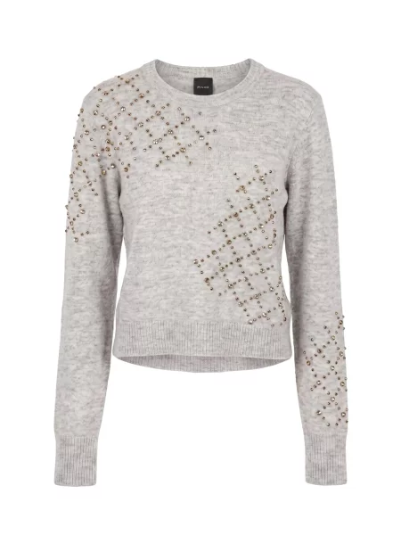 PINKO Svetr PINKO SALISBURGO MAGLIA HAIRY MIX WP STRETCH Maglieria' šedá