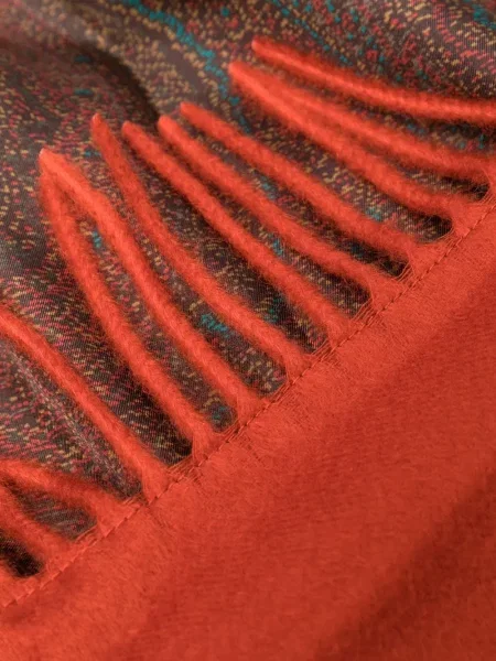 Szal Etro Home z kaszmiru z nadrukiem z wzorem paisley pomarańczowa