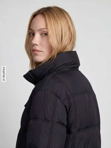 Kurtka pikowana z wysokim kołnierzem model JADE' Vero Moda czarna