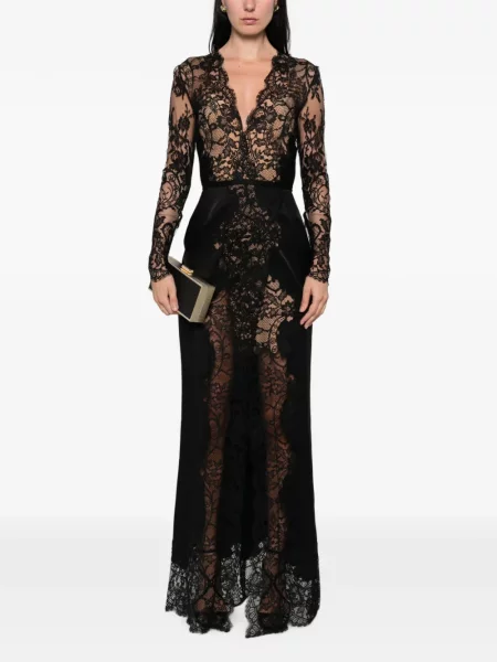 Rochie maxi Elie Saab din dantelă negru