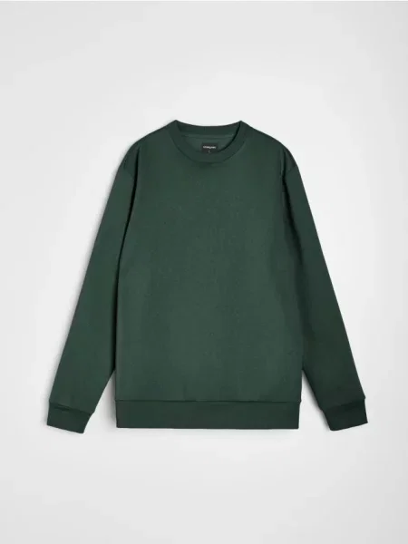 Sinsay Bluza crewneck z domieszką bawełny zielony