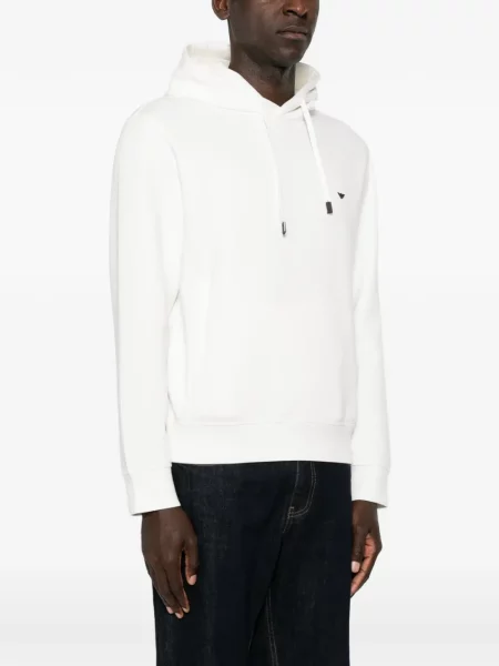 Hoodie Emporio Armani με αυτόγραφο με κορδόνι λευκό