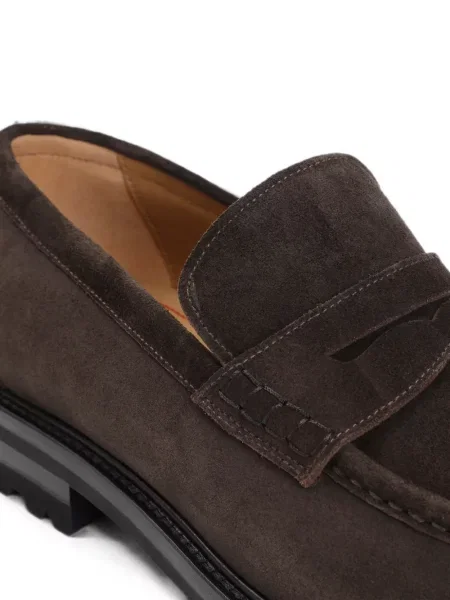 Pantofi loafer Kiton din piele de căprioară maro