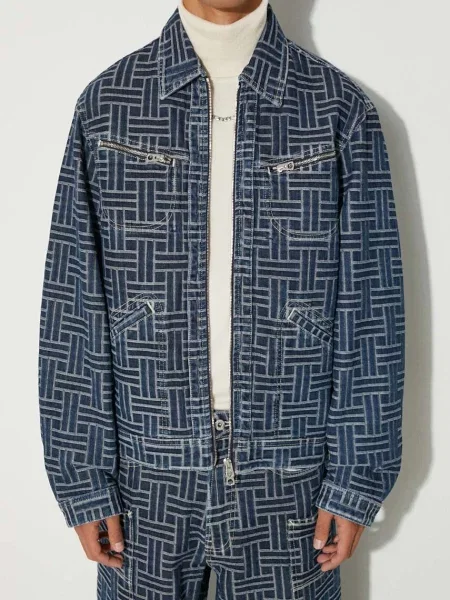 Kenzo geaca jeans Trucker Denim Jacket Weave barbati de tranzitie oversize