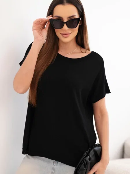 Bluză Kesi Włoski cu mâneci scurte negru