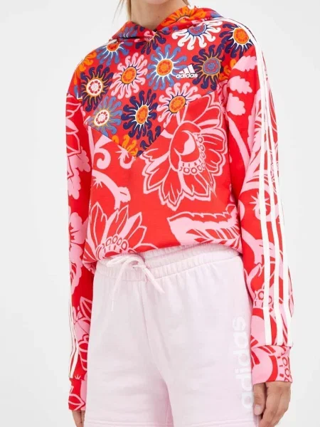 Šortky adidas s potiskem high waist růžová