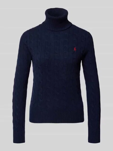 Sweter Polo Ralph Lauren wełniany z długim rękawem granatowy