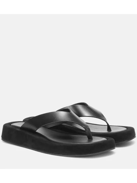 Sandale The Row din piele de căprioară negru