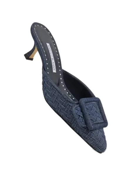 Papuci tip mules Manolo Blahnik cu cataramă albastru
