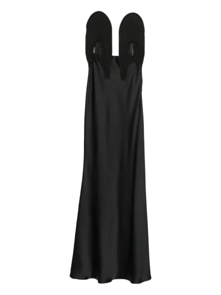 Rochie maxi Nissa cu franjuri de costum negru