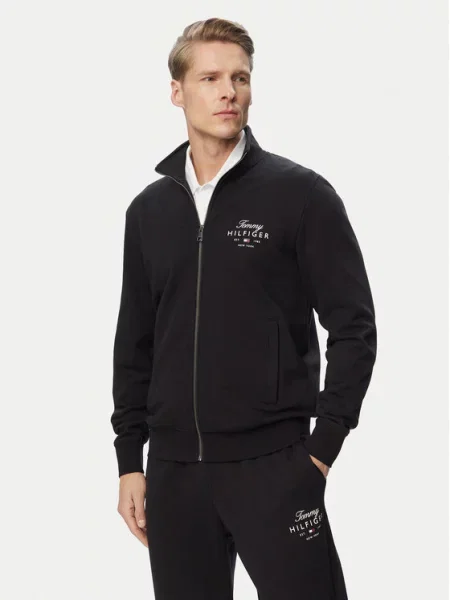 TOMMY HILFIGER Tepláková bunda / biela čierna