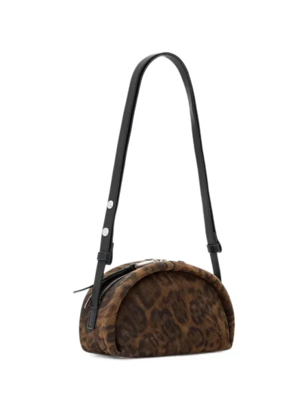 Geanta crossbody Allsaints din piele cu model leopard maro
