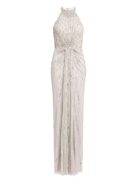Rochie maxi Jenny Packham de costum gri