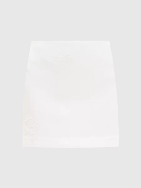 Спідниця міні кольору айворі з вишивкою Twinset бежева